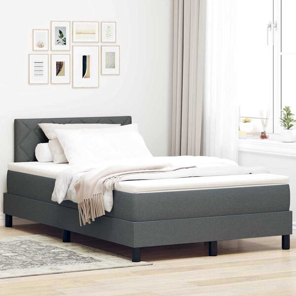 vidaXL Cama tipo Box Spring con colch&oacute;n Gris oscuro 120 x 200 cm tela