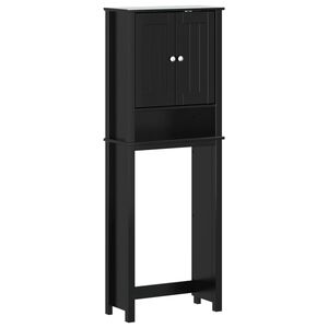 vidaXL Mueble para inodoro BERG madera maciza negro 60x27x164,5 cm