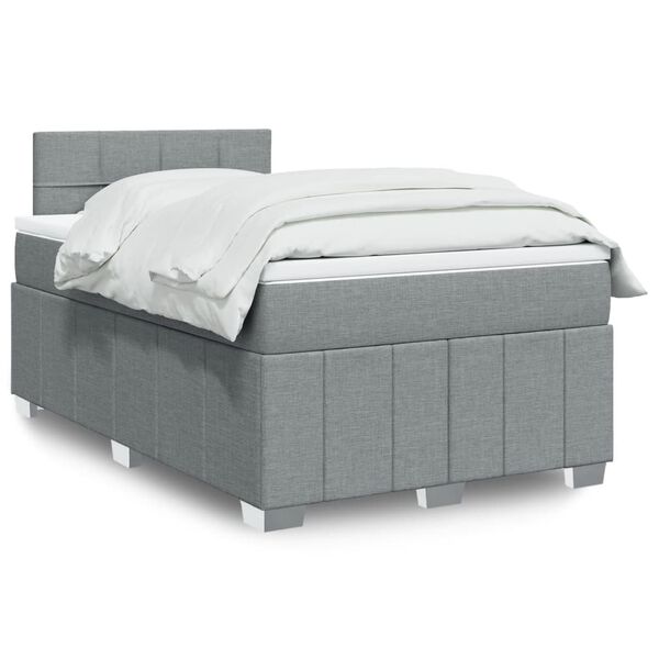 vidaXL Cama box spring con colch&oacute;n tela gris claro 120x190 cm