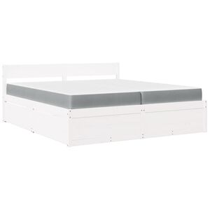 vidaXL Cama con cajones y colch&oacute;n madera maciza pino blanca 200x200 cm