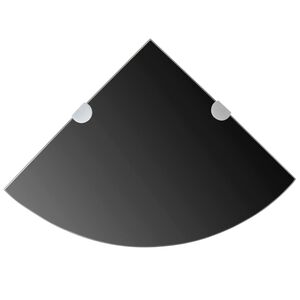 vidaXL Estantes esquina 2 uds soportes cromados vidrio negro 25x25 cm