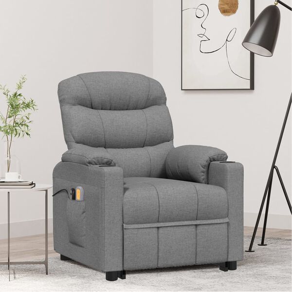 vidaXL Sill&oacute;n de masaje elevable tela gris claro