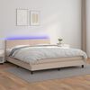 vidaXL Cama box spring colch&oacute;n LED cuero sint&eacute;tico capuchino 180x200cm
