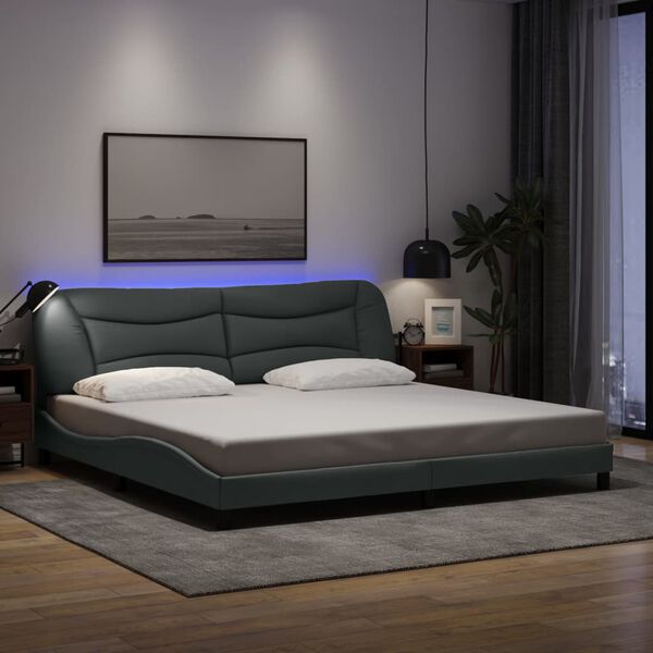 vidaXL Estructura de cama con LED sin colch&oacute;n Hvar gris claro 200x200 cm