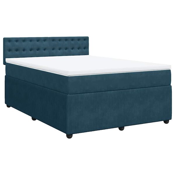 vidaXL Cama box spring con colch&oacute;n terciopelo azul 140x200 cm