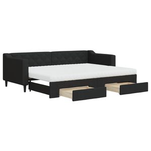 vidaXL Sof&aacute; cama nido con cajones tela negro 80x200 cm