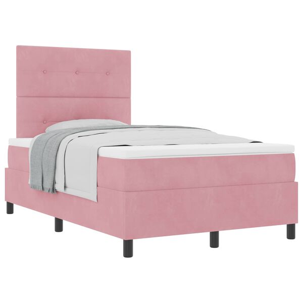 vidaXL Cama tipo Box Spring con colch&oacute;n Rosa 120 x 200 cm Terciopelo