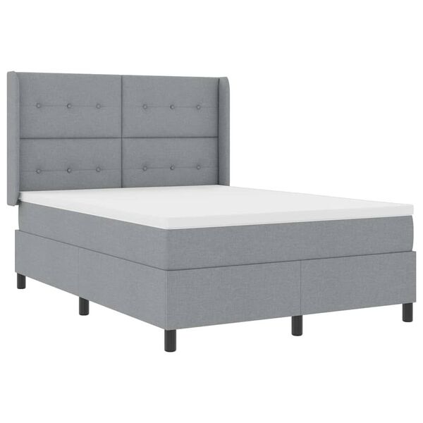 vidaXL Cama tipo Box Spring con colch&oacute;n Gris Claro 200 x 160 cm tela
