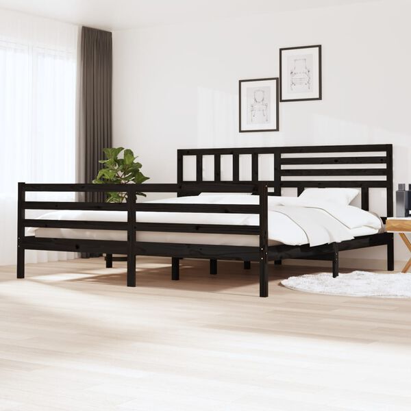 vidaXL Estructura de cama sin colch&oacute;n madera maciza negro 200x200 cm