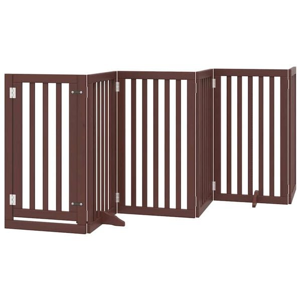 vidaXL Puerta de perros plegable 12 paneles madera &aacute;lamo marr&oacute;n 600 cm