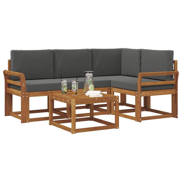 vidaXL Conjunto de sof&aacute;s de exterior 5 pcs Natural y Antracita