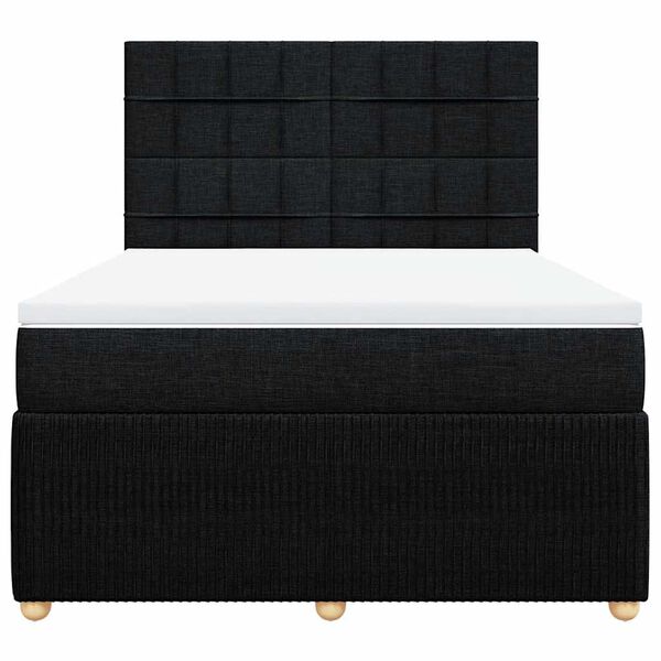 vidaXL Cama box spring con colch&oacute;n tela negro 140x200 cm