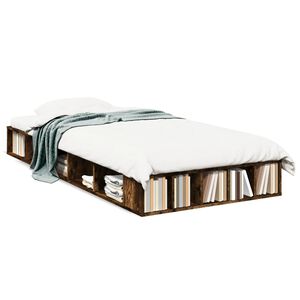 vidaXL Estructura de cama madera de ingenier&iacute;a roble humo 100x200 cm