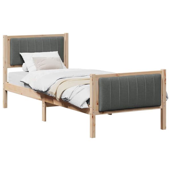 vidaXL Estructura de cama con cabecera Negro y gris oscuro 75 x 190 cm