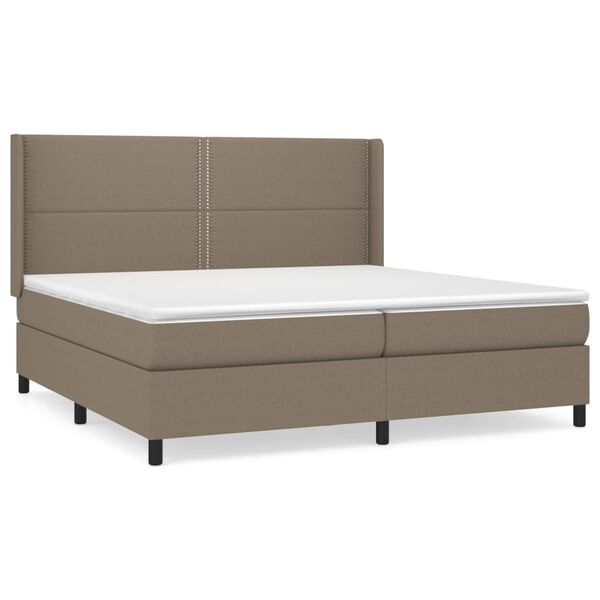 vidaXL Cama box spring con colch&oacute;n tela gris taupe 200x200 cm