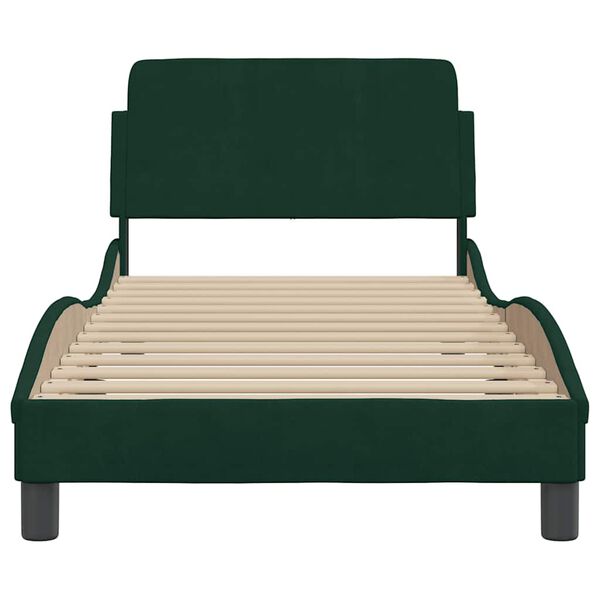 vidaXL Estructura de cama Dover terciopelo verde oscuro 90x200cm