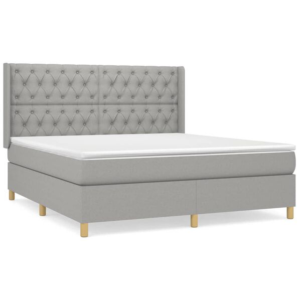 vidaXL Cama box spring con colch&oacute;n tela gris claro 160x200 cm
