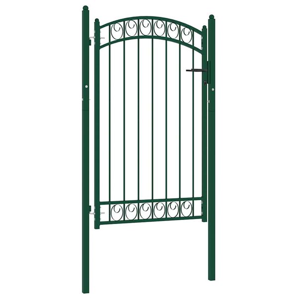 vidaXL Puerta de valla Emmen con arco superior de acero, 100x106 cm, verde