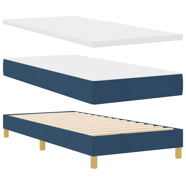 vidaXL Cama tipo Box Spring con colch&oacute;n Azul 190 x 90 cm tela