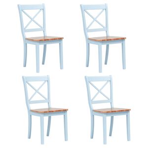 vidaXL Sillas comedor 4 uds madera maciza caucho gris y madera claro