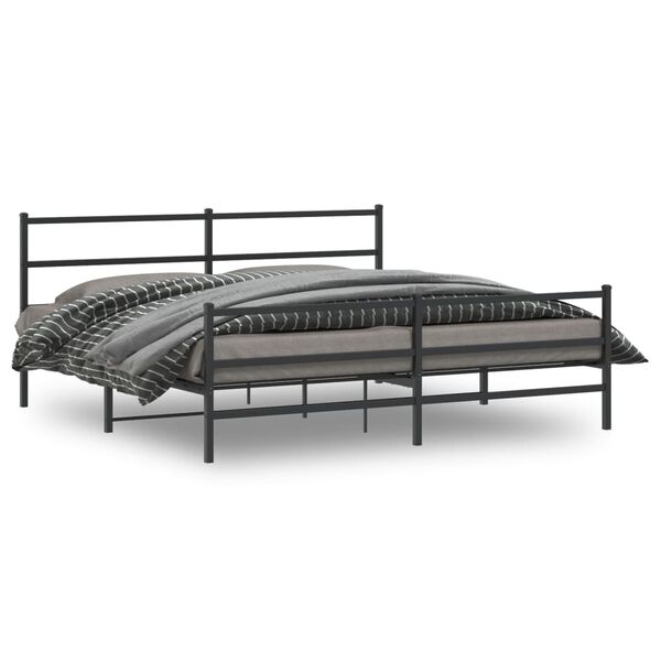 vidaXL Estructura cama sin colch&oacute;n con estribo metal negro 200x200 cm