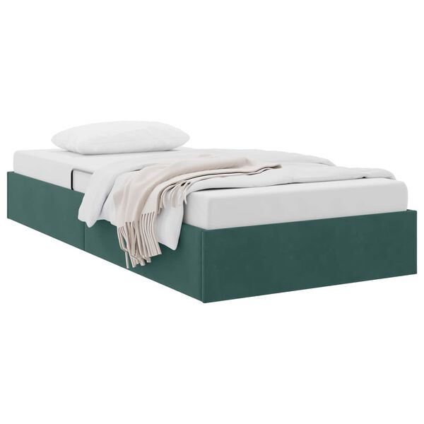 vidaXL Cama con almacenamiento Verde oscuro 90 x 190 cm Terciopelo