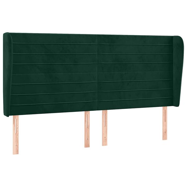vidaXL Cabecero con orejas de terciopelo verde oscuro 183x23x118/128cm