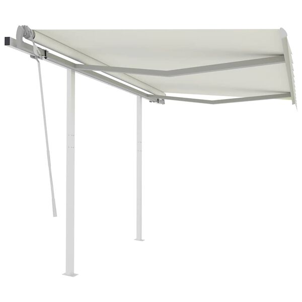 vidaXL Toldo manual retr&aacute;ctil con postes color crema 3x2,5 m