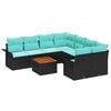 vidaXL Conjunto de sof&aacute;s de jard&iacute;n 9 pcs Negro rat&aacute;n sint&eacute;tico