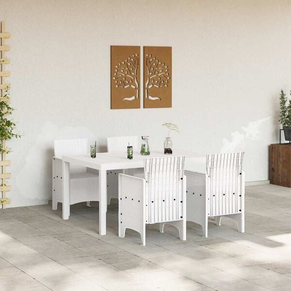 vidaXL Conjunto de Comedor de Jardín 5 pcs Blanco Ratan Polt