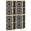 vidaXL Biombo separador 4 paneles madera maciza Paulownia marr&oacute;n negro