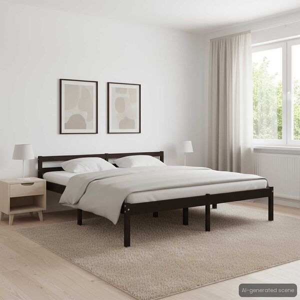 vidaXL Estructura cama sin colchón madera pino marrón oscuro 160x200cm