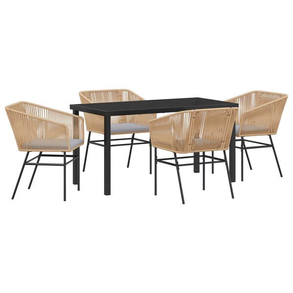 vidaXL Conjunto de Comedor de Jard&iacute;n con coj&iacute;n 5 pcs Marr&oacute;n