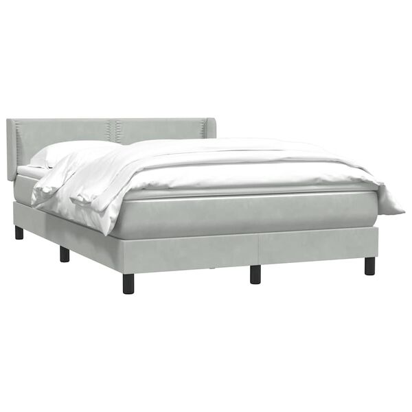 vidaXL Cama box spring con colch&oacute;n terciopelo gris claro 140x210 cm