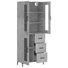 vidaXL Aparador alto madera contrachapada gris hormig&oacute;n 69,5x34x180 cm
