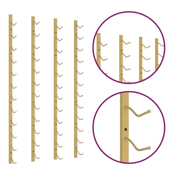 vidaXL Botellero de pared para 12 botellas 2 unidades hierro dorado