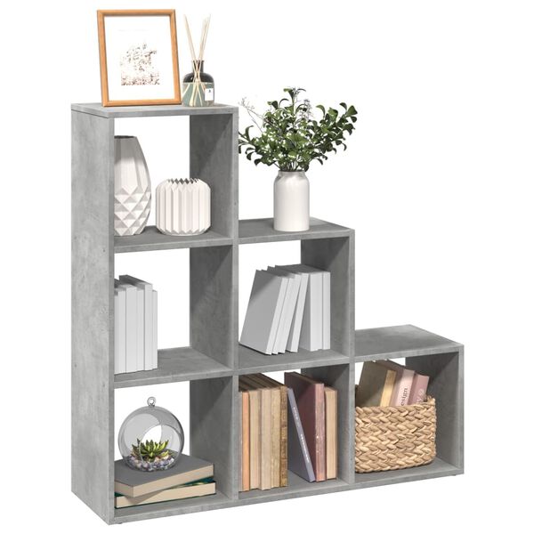 vidaXL Librer&iacute;a divisor 3 niveles madera gris hormig&oacute;n 99x29x99 cm