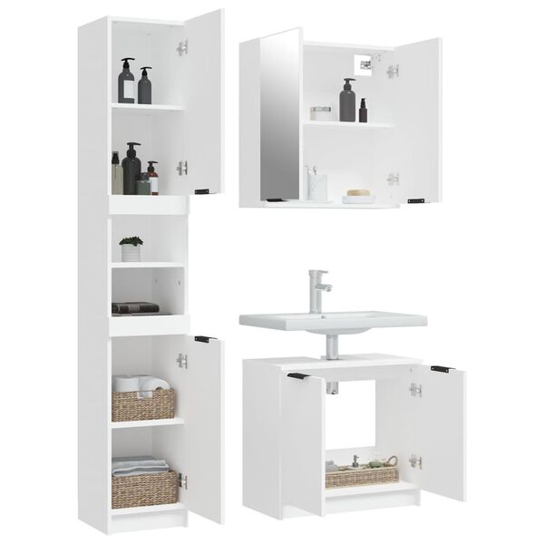 vidaXL Set de muebles de baño 3 piezas madera contrachapada blanco
