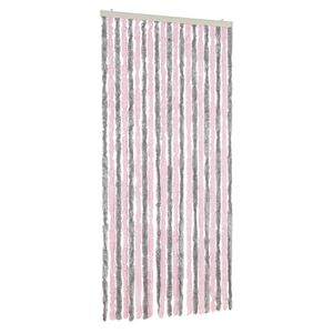 vidaXL Cortina antimoscas chenilla gris plateado y rosa 90x200 cm