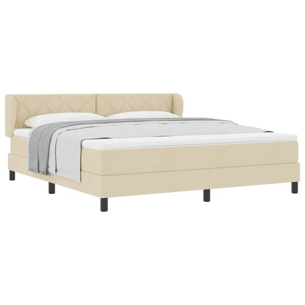 vidaXL Cama box spring con colch&oacute;n con colch&oacute;n Crema 180 x 200 cm tela