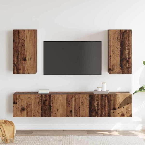 vidaXL Conjunto de mueble de TV 4 pcs Madera envejecida