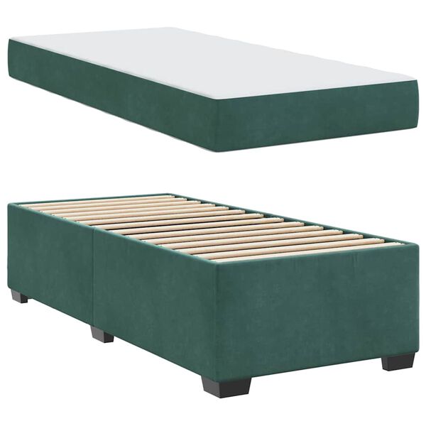 vidaXL Estructura de cama con colch&oacute;n Verde oscuro 80 x 200 cm tela