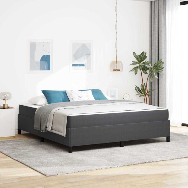 vidaXL Estructura de cama con colch&oacute;n Gris oscuro 180 x 200 cm tela