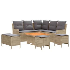 vidaXL Juegos de muebles 7 uds. Beige y Gris Claro Rat&aacute;n sint&eacute;tico