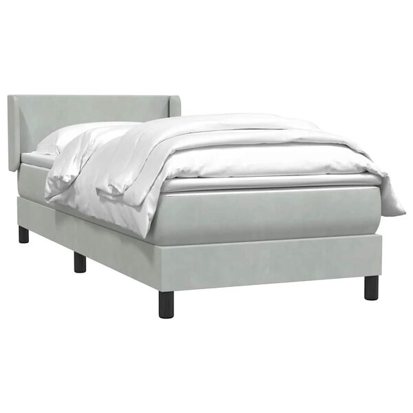 vidaXL Cama box spring con colch&oacute;n terciopelo gris claro 90x220 cm