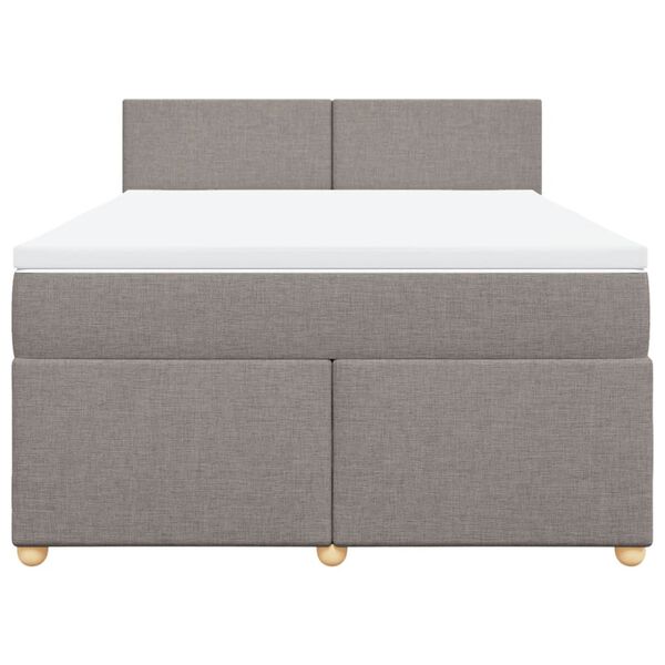 vidaXL Cama box spring con colch&oacute;n tela gris taupe 140x190 cm
