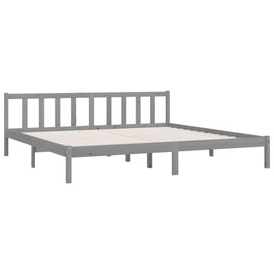 vidaXL Estructura de cama madera maciza gris Super King 180x200 cm
