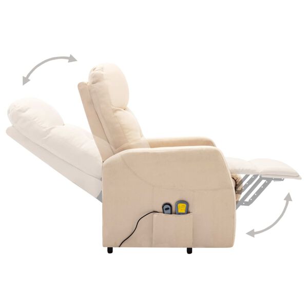 vidaXL Sill&oacute;n de masaje elevable tela color crema