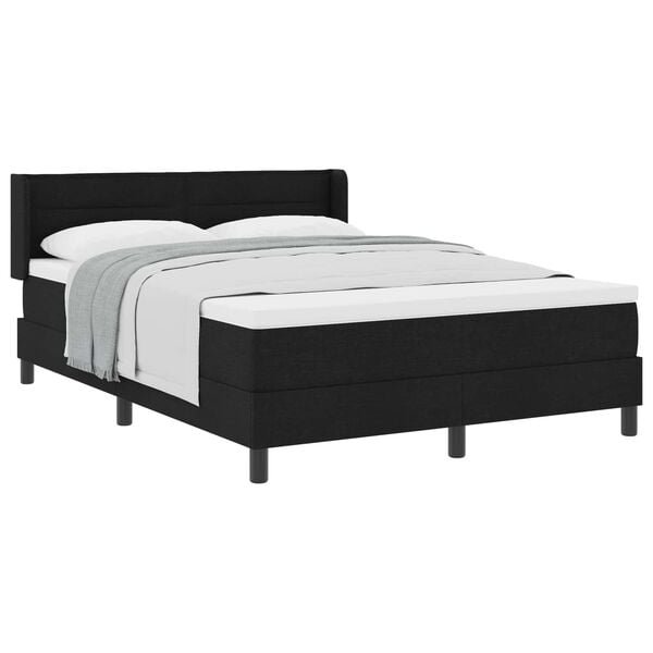 vidaXL Cama tipo Box Spring con colch&oacute;n Negro 190 x 140 cm Poli&eacute;ster