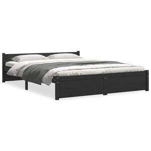 vidaXL Estructura cama doble sin colch&oacute;n madera maciza negro 135x190cm